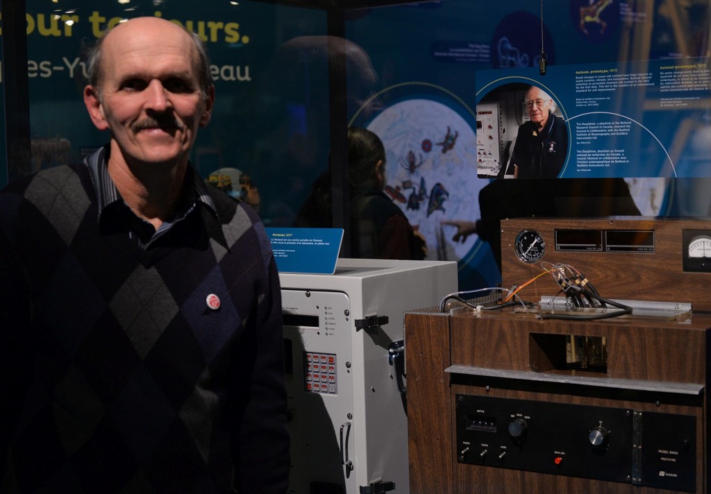 Me with Tim Dauphinee's invention at unveiling ceremony of the Canadian Science and Technology Museum, 16th November 2017